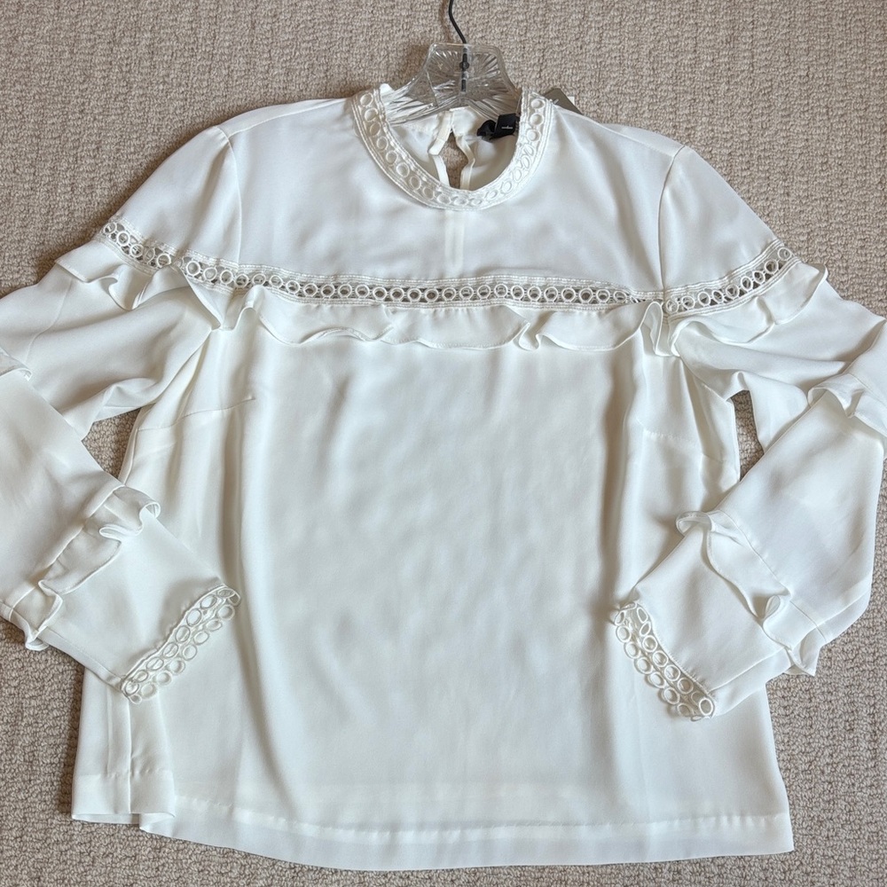 J. Crew Cream Blouse with Eyelet Trim NWT